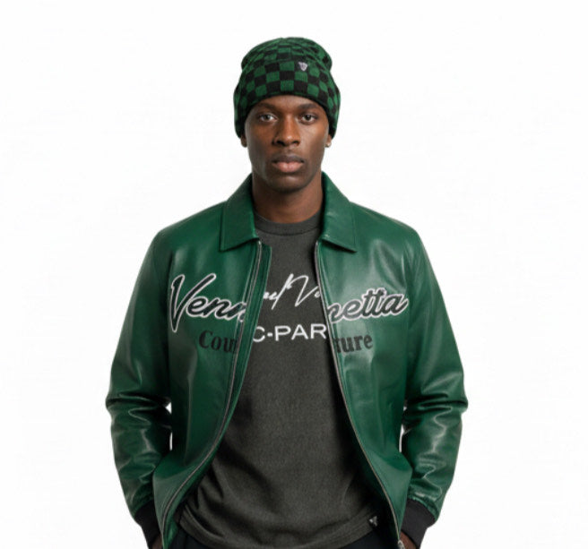 Checkered Knit Beanie