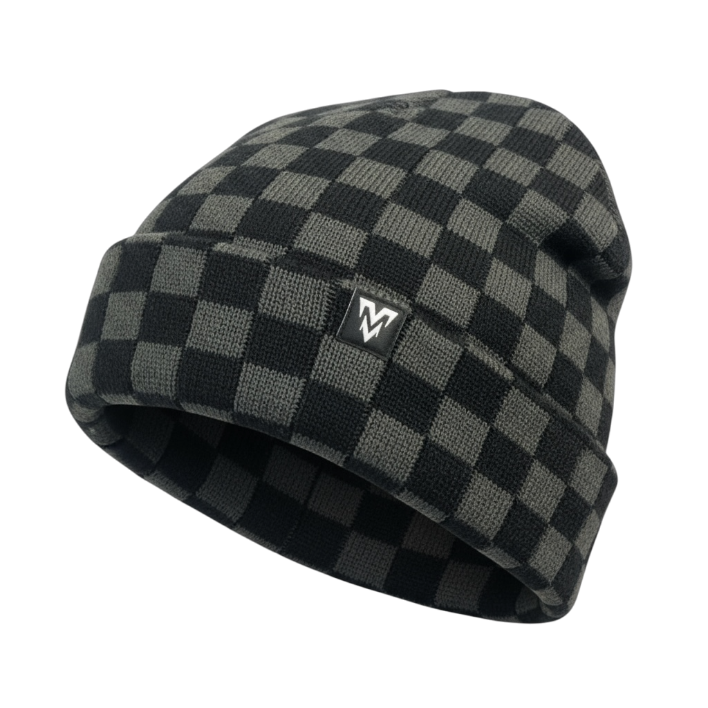 Checkered Knit Beanie