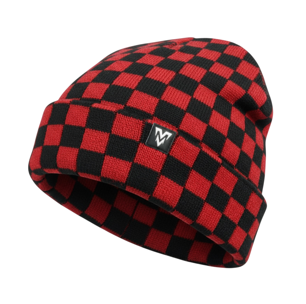 Checkered Knit Beanie