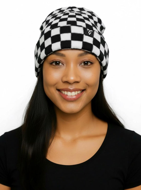 Checkered Knit Beanie